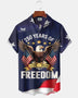 Alohadaddy® Men's Holiday 250 Years of Freedom American Eagle Print Retro Button Down Short-Sleeve Big & Tall