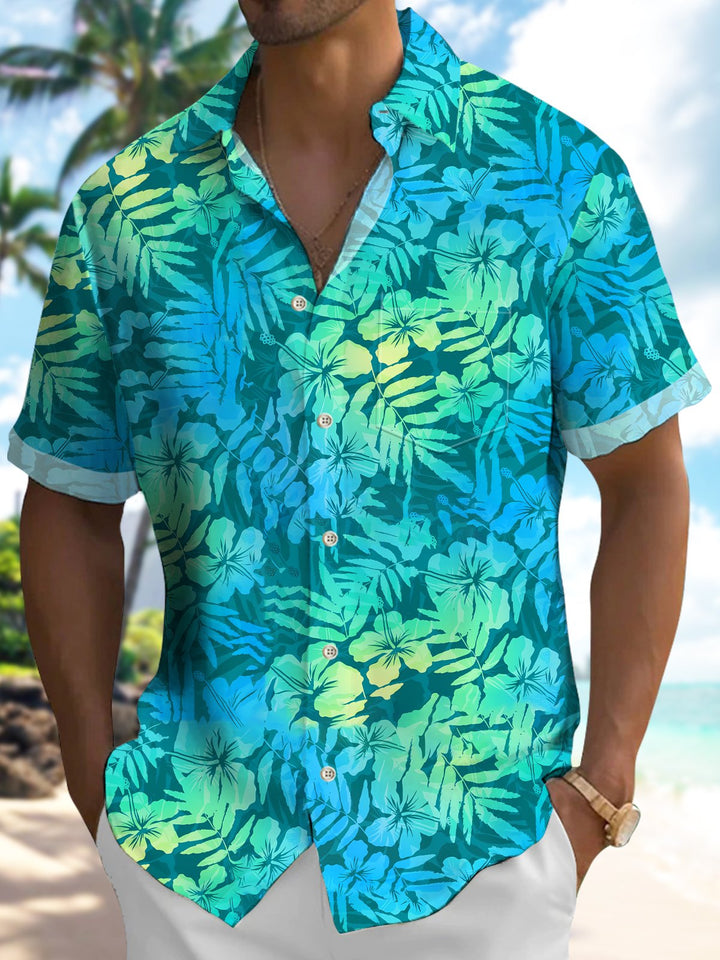 Alohadaddy Hawaiian Gradient Tropical Floral Hibiscus Vacation Shirt