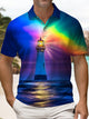 Alohadaddy® Men's Hawaiian Ocean Lighthouse Gradient Polo Shirt Short-Sleeve Big & Tall