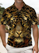Alohadaddy® Men's Vintage Abstract Art Tiger Polo Shirt Short-Sleeve Big & Tall