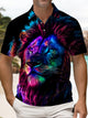 Alohadaddy® Men's Vintage Gradient Artistic Lion Polo Shirt Short-Sleeve Big & Tall