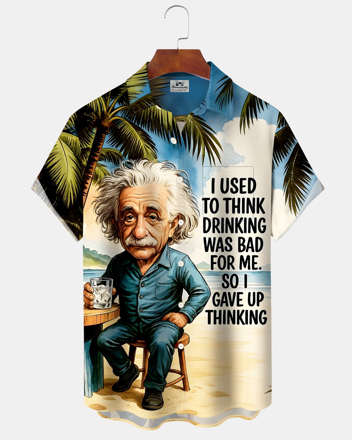 Alohadaddy® Men's Hawaiian Coconut Tree Art Poster Shirt Short-Sleeve Big & Tall