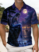 Alohadaddy® Men's Hawaiian Beach Mermaid Short-Sleeve Polo Shirt