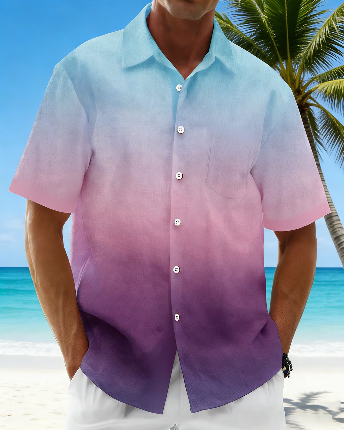 Alohadaddy® Men's Basic Gradient Pocket Shirt Big & Tall