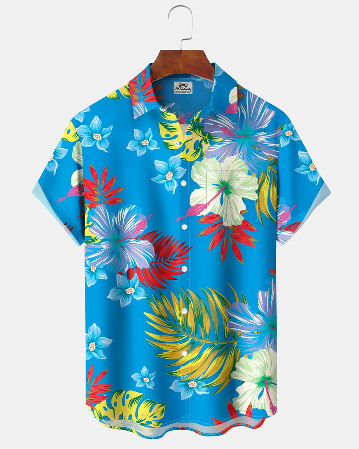 Chemise à manches courtes à imprimé floral tropical hawaïen Alohadaddy