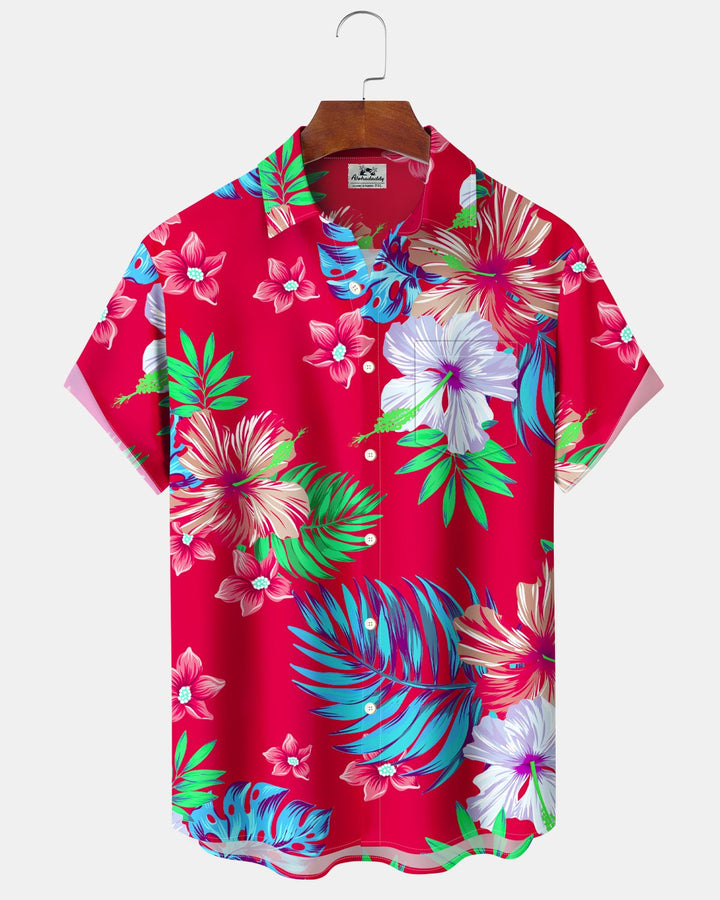 Chemise à manches courtes à imprimé floral tropical hawaïen Alohadaddy