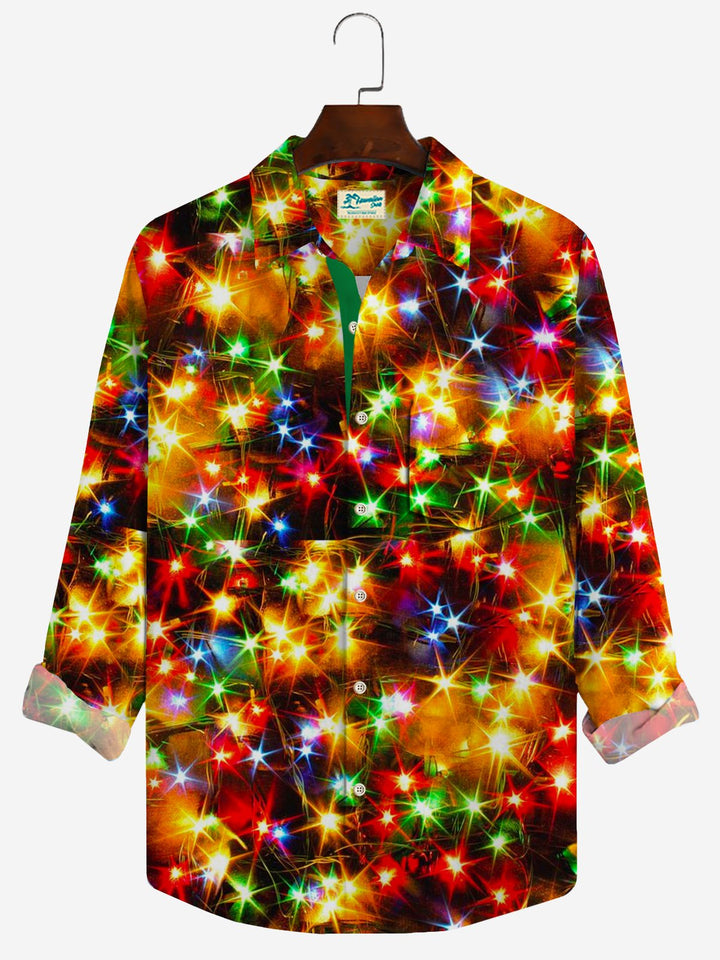 Camisas de manga larga para hombre de neón dorado y navideño de Alohadaddy, camisas elásticas de talla grande con botones para disfraces de teatro