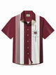 Alohadaddy 50's Vintage Bowling Shirt Medieval Geometry Stretch Quick Dry Camp Pocket Shirt Big Tall