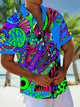 Big&Tall Size Alohadaddy® Vintage Abstract Art Texture Print Chest Pocket Shirt