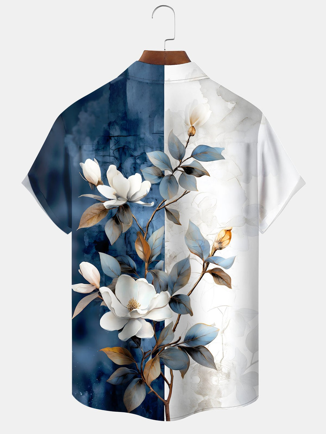 Alohadaddy Hawaii Casual Flowers Asymmetric Design Art Print Button Cardigan Pockets Polyester Stretch Long Oversized Shirt