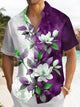 Alohadaddy Hawaii Casual Flowers Asymmetric Design Art Print Button Cardigan Pockets Polyester Stretch Long Oversized Shirt