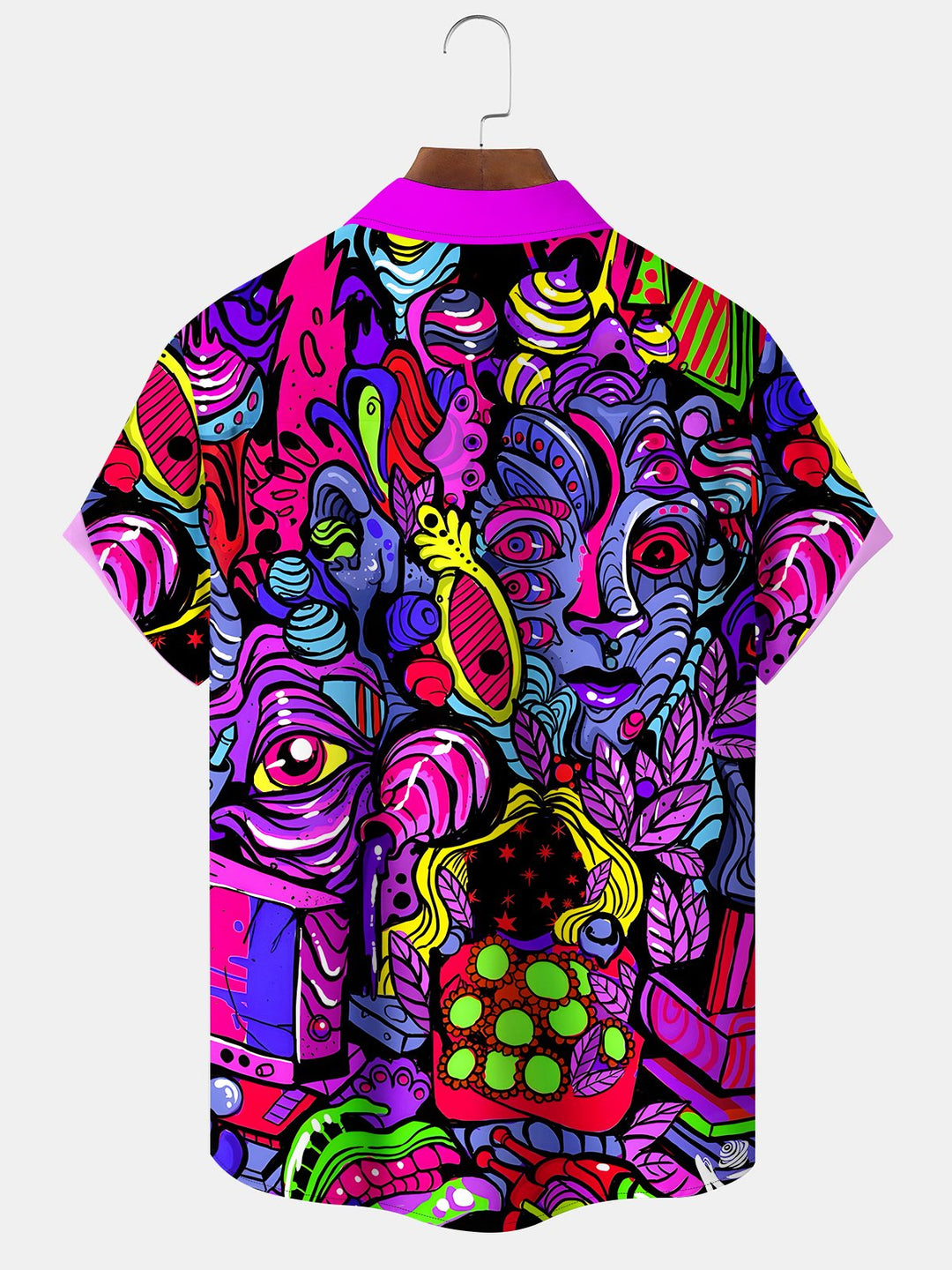 Alohadaddy Retro 70s Psychedelic Abstract Music Pocket Shirt