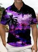 Alohadaddy® Vintage Hawaiian Coconut Tree Gradient Abstract Short-Sleeve Polo Shirt