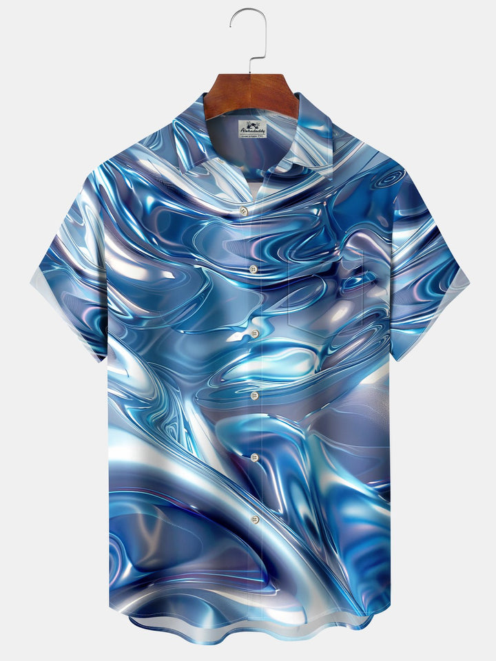 Alohadaddy 3D Abstract Gradient Psychedelic Art Retro Pocket Shirt