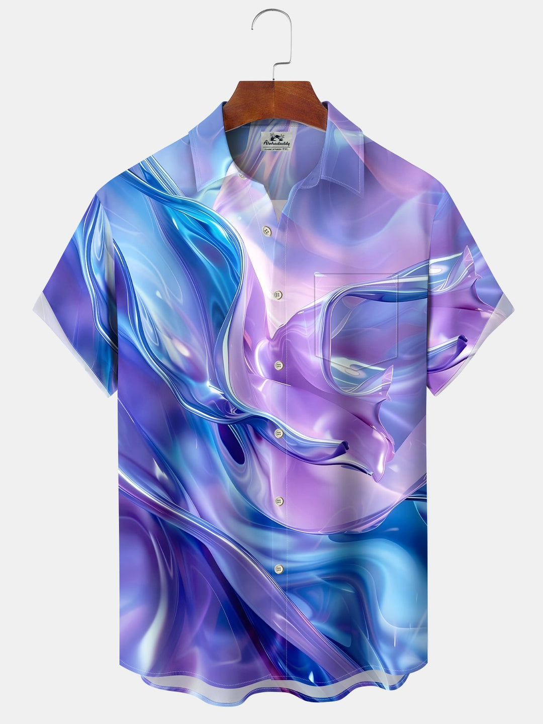 Alohadaddy 3D Abstract Art Retro Print Gradient Pocket Shirt