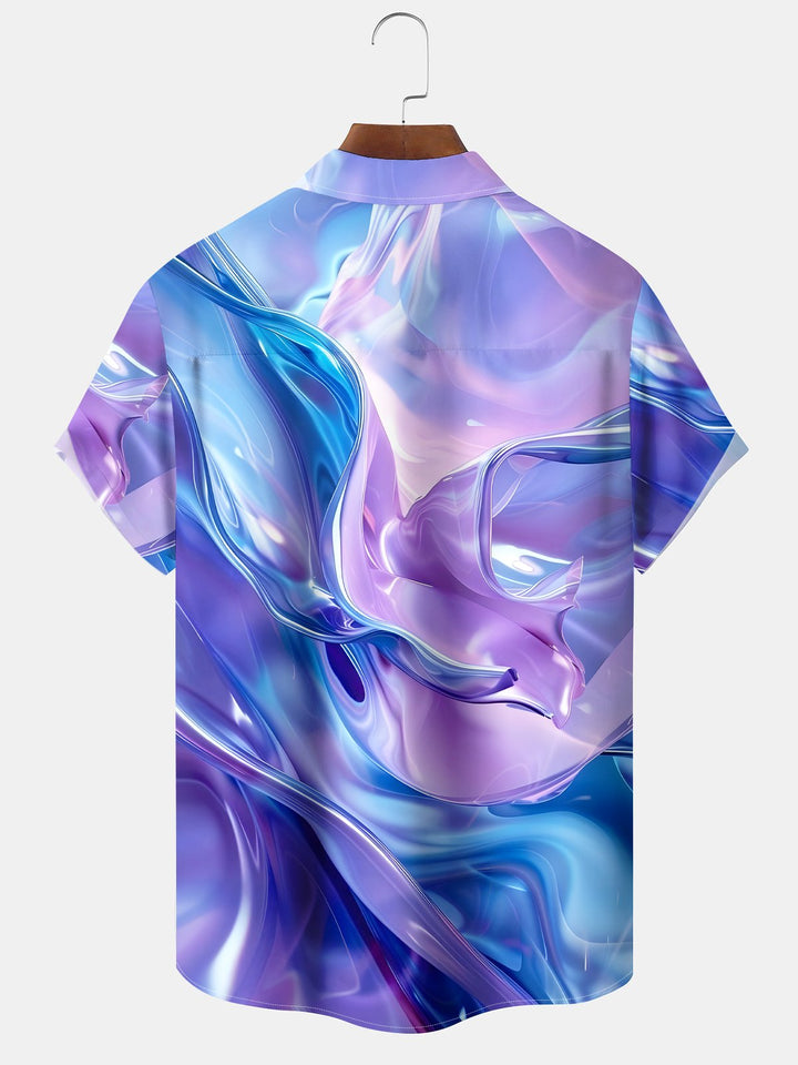 Alohadaddy 3D Abstract Art Retro Print Gradient Pocket Shirt