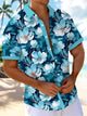 Alohadaddy Hawaiian Floral Print Men's Button Pocket Short Sleeve Shirt