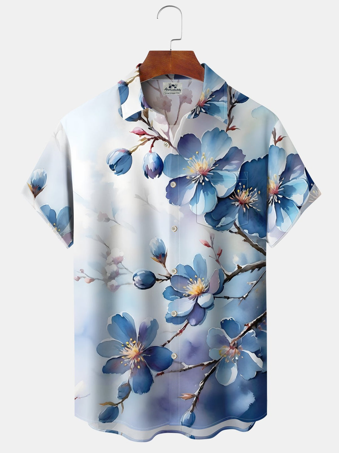 Alohadaddy Hawaiian Floral Aloha Art Large Size Pocket Buttoned Shirt
