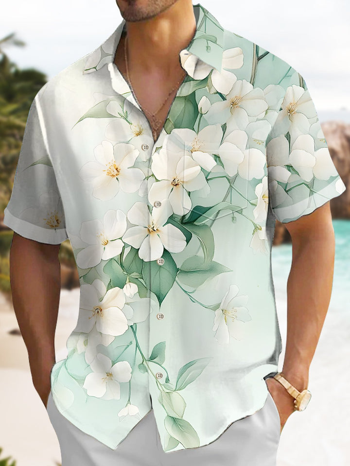 Alohadaddy Hawaiian Floral Oversized Pocket Button-Down Shirt