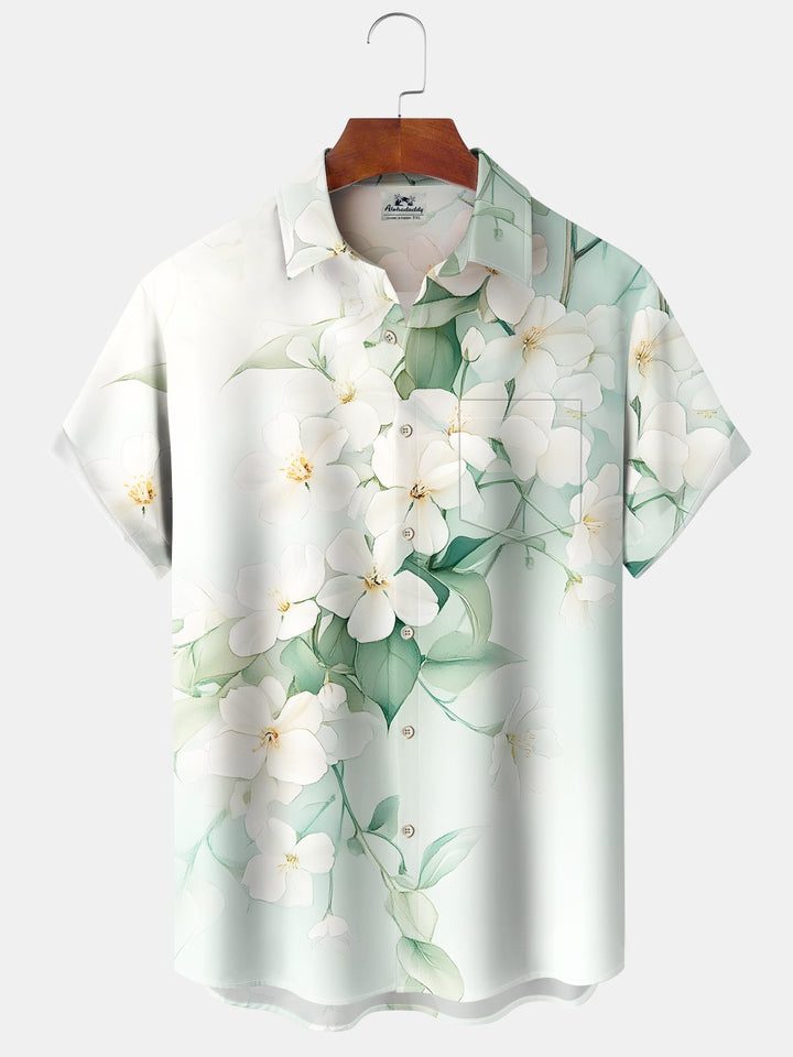 Alohadaddy Hawaiian Floral Oversized Pocket Button-Down Shirt