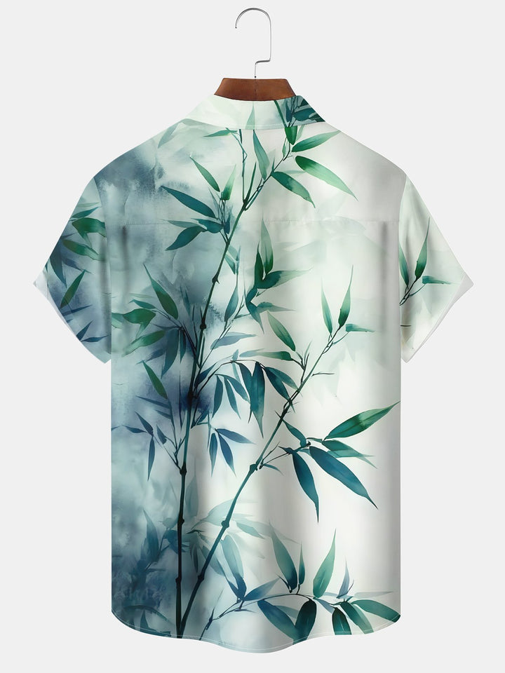 Alohadaddy Hawaiian Floral Gradient Bamboo Pocket Button-Down Shirt