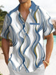 Alohadaddy Retro Gradient Geometric Art Print Men's Button Pocket Short Sleeve Shirt