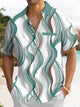 Alohadaddy Retro Gradient Geometric Art Print Men's Button Pocket Short Sleeve Shirt