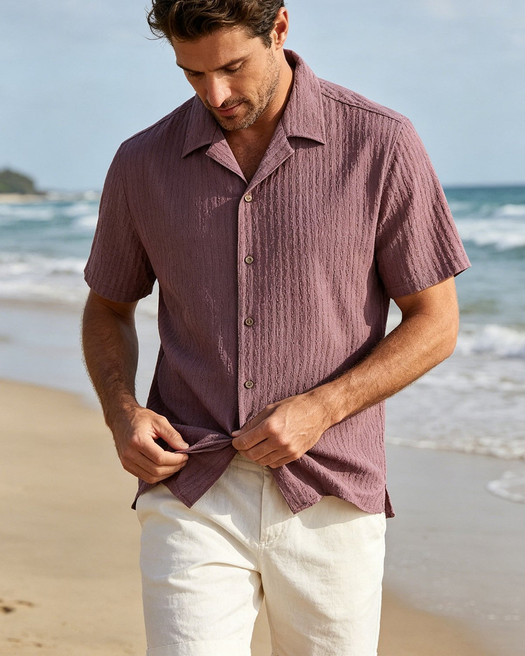 Alohadaddy® Blended Pleated Breathable Moisture-Wicking Camp Shirt