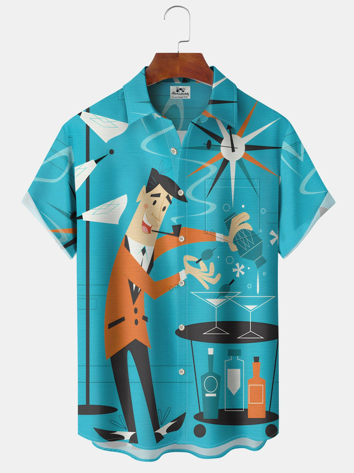 Alohadaddy Vintage Geometric Mid-Century Modern Cocktail Shirt for Men