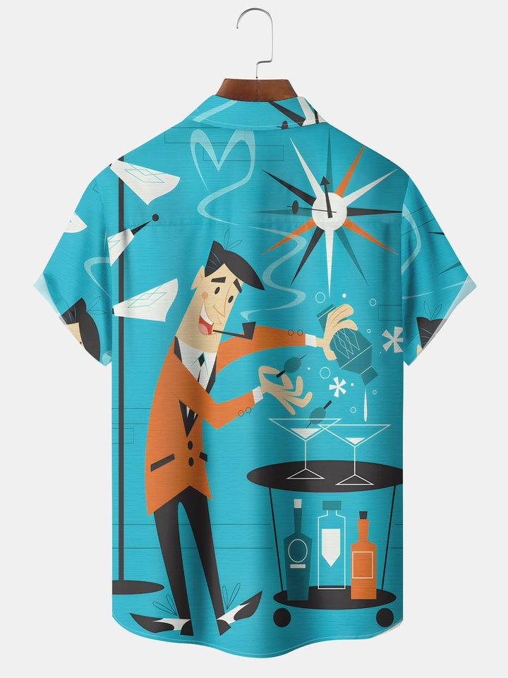 Alohadaddy Vintage Geometric Mid-Century Modern Cocktail Shirt for Men