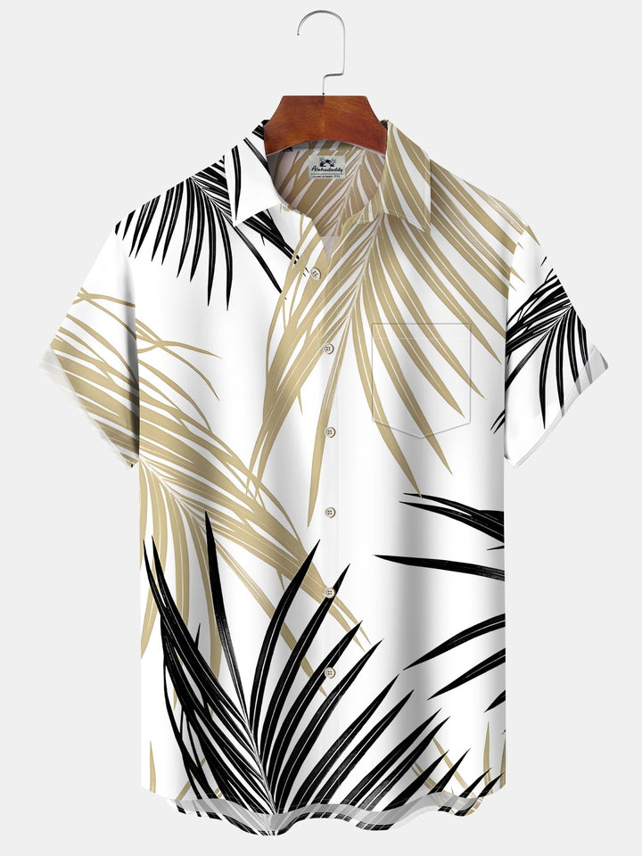 Alohadaddy Hawaiian Tropical Leaves Elastic Pocket Shirt