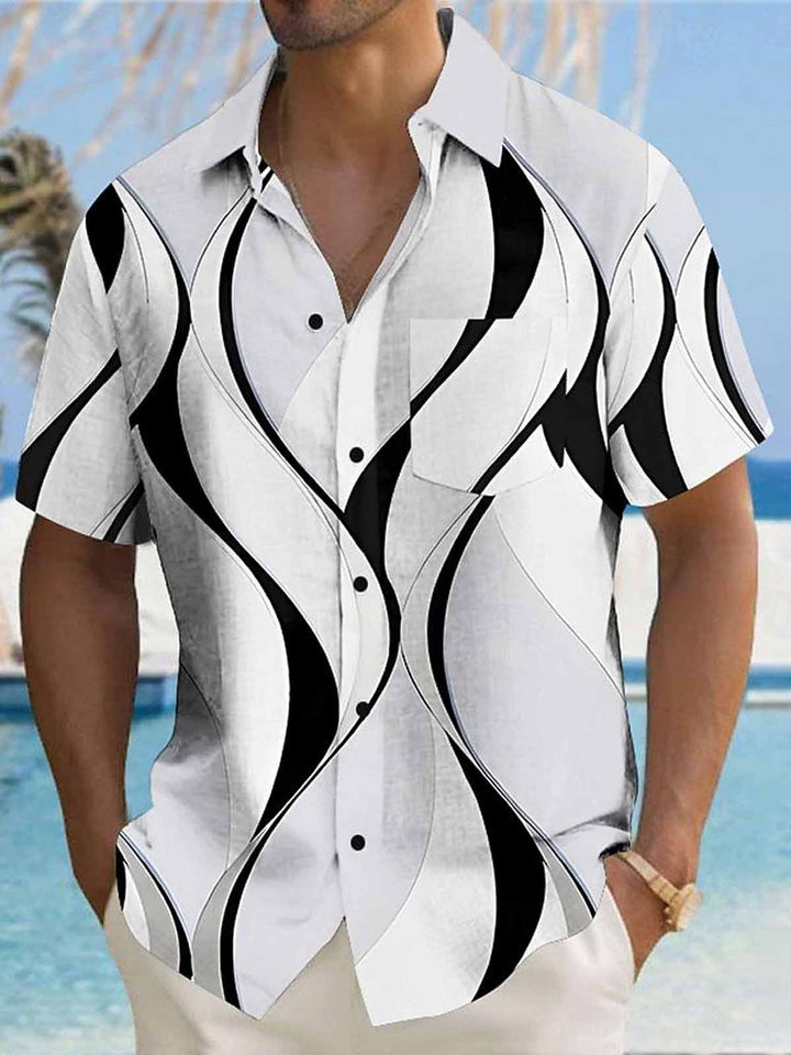 Alohadaddy Vintage Geometric Stripe Gradient Pocket Shirt