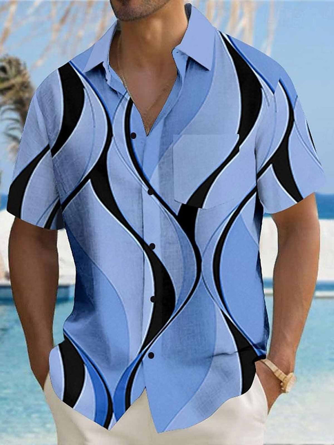 Alohadaddy Vintage Geometric Stripe Gradient Pocket Shirt