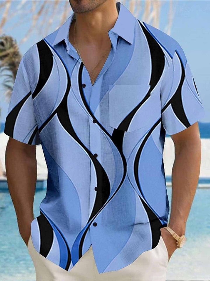 Alohadaddy Vintage Geometric Stripe Gradient Pocket Shirt