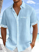 Alohadaddy Breathable Basic Solid Color Patchwork Coconut Tree Pocket Shirt
