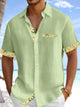 Alohadaddy Breathable Basic Solid Color Patchwork Fabric Floral Pocket Elastic Shirt