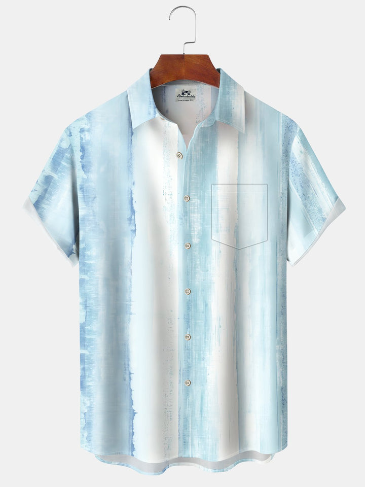Alohadaddy Basic Textured Geometric Breathable Elastic Pocket Shirt