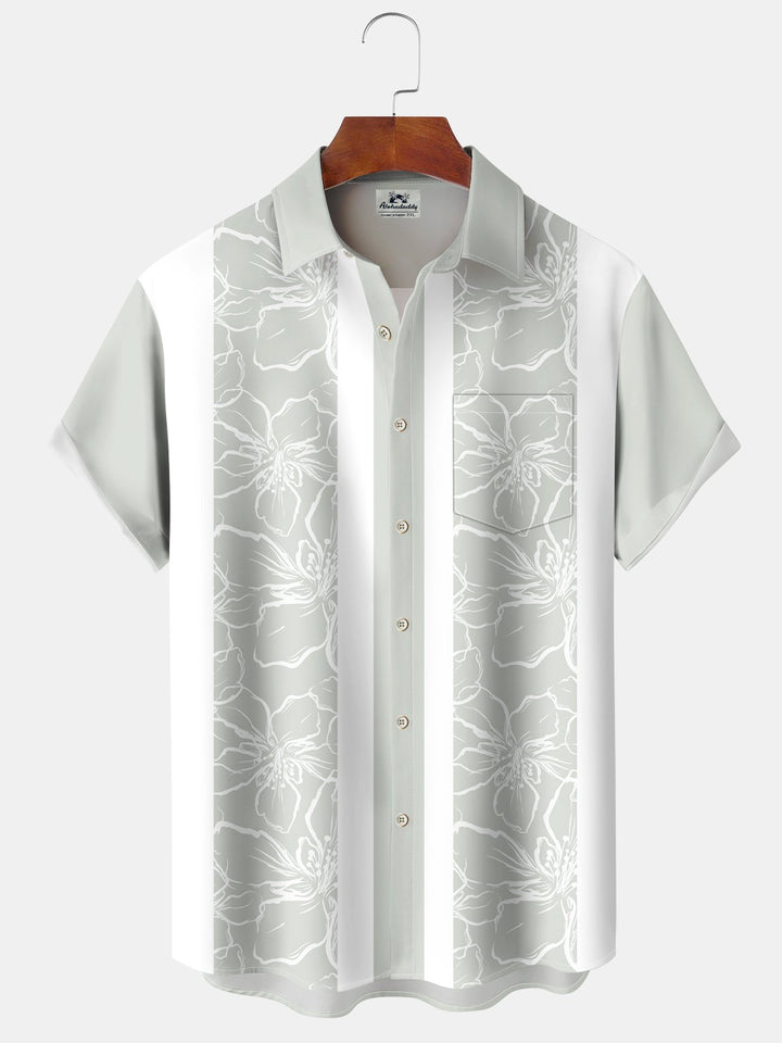 Alohadaddy Pocket Vintage Bowling Plant Floral Print Beach Men&
