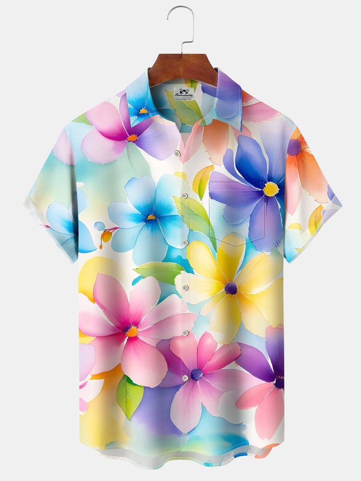 Alohadaddy Pocket Tropical Floral Print Beach Men&