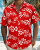 Alohadaddy® Men's Tropic Hibiscus Floral Vibrant Red Summer Print Retro Cuban Collar Button Down Short-Sleeve Big & Tall