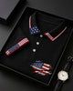 Alohadaddy® Men's Vintage Independence Day Ripped Distressed American Flag Graphic Short Sleeve Polo Shirt Big & Tall