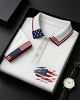 Alohadaddy® Men's Vintage Independence Day Ripped Distressed American Flag Graphic Short Sleeve Polo Shirt Big & Tall