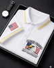Alohadaddy® Men's Vintage Heritage USA 250th Anniversary Bald Eagle Head Flag Graphic Short Sleeve Polo Shirt Big & Tall