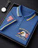 Alohadaddy® Men's Vintage Heritage USA 250th Anniversary Bald Eagle Head Flag Graphic Short Sleeve Polo Shirt Big & Tall