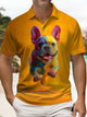 Alohadaddy® Men's Vintage Puppy Print Short-Sleeve Polo Shirt