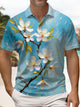 Alohadaddy® Men's Hawaiian Floral Oil Painting Print Short-Sleeve Polo Shirt