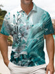 Alohadaddy® Men's Hawaiian Floral Gradient Art Print Short-Sleeve Polo Shirt
