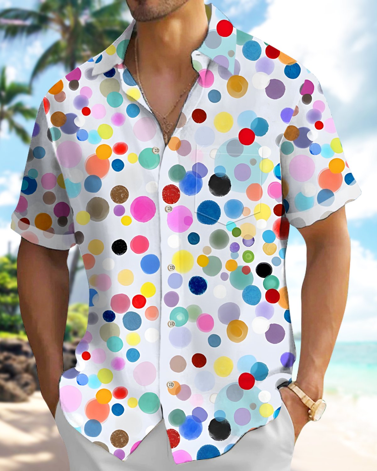 Alohadaddy® Retro Art Gradient Polka Dot Geometric Shirt