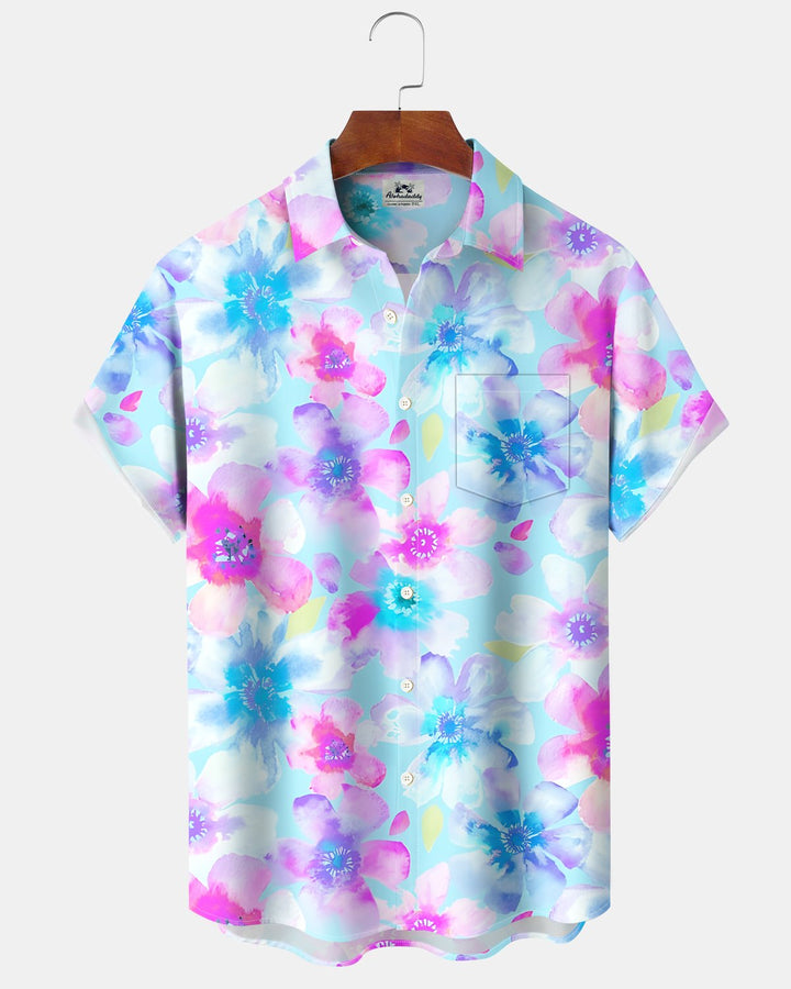 Alohadaddy® Hawaiian Floral Tropical Plant Watercolor Men&