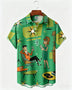 Alohadaddy® Retro Medieval Atomic Geometry Print Men's Button Pocket Short-Sleeve Hawaiian Big & Tall